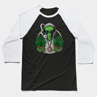 Ganja The Smoking Alien | Intergalactic Traveler Baseball T-Shirt